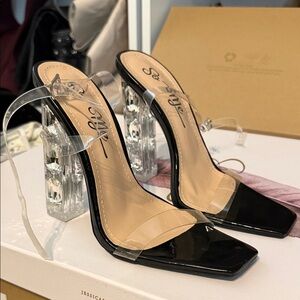 Stylish Black Transparent Heels
